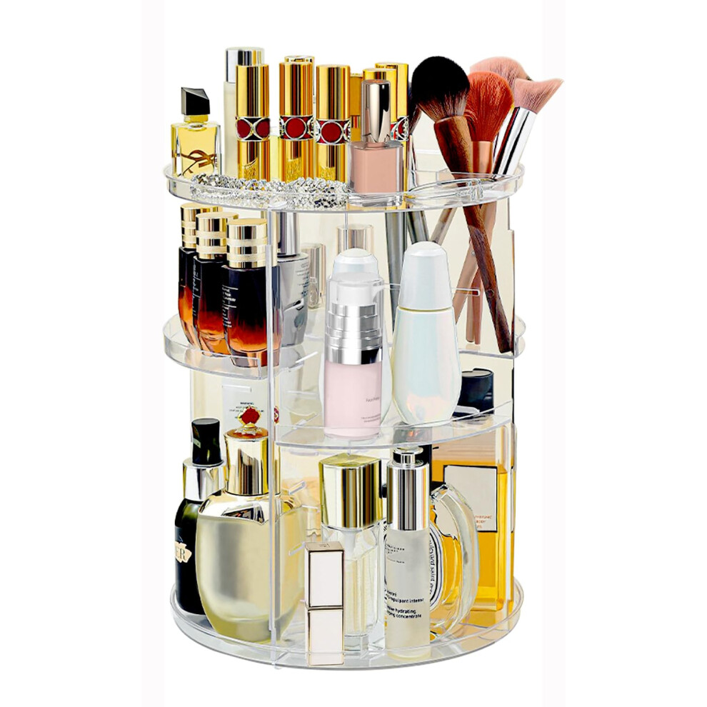 Hoiumlz 360 Rotating Makeup Organizer For Vanity Adjustable Cosmetic Display Case Large Capacity Skincare Organizers Perfume Organizer Spinning Holder For Co