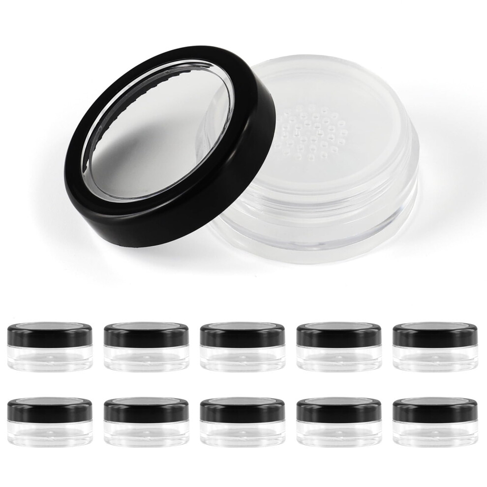 Oqxejphfn 10Pcs 10Ml/0.34Oz Refillable Loose Powder Containers Empty Travel Small No Leak Loose Powder Compact With Rotatable Sifter And Screw Lid
