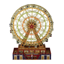 Mr. Christmas World's Fair Grand Ferris Wheel Musical, animierte Weihnachtsdekoration mit LED-Lichtern und 50 Liedern, 15 Zoll, Gold