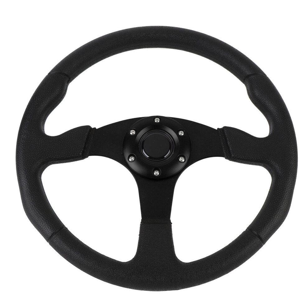 14In Universal Pu Leather Racing Steering Wheel For 6-Hole Hub Black 4961346588613