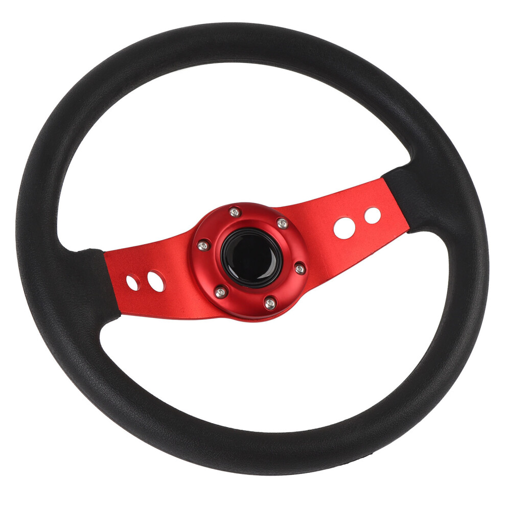 13In Pu Racing Steering Wheel Impact Resistant For Vehicles In Red 7901346588685