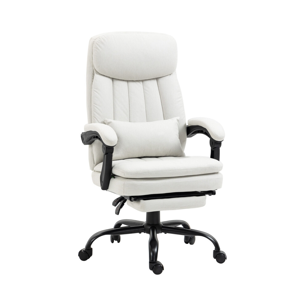 Adjustable Office Chair with Vibration Massage & Lumbar Heater 155 Recline Footrest & Lumbar Pillow Cream White-image-OPC-PKBXB9M-NEW
