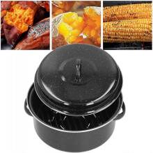 Oval Self Basting Enamel Roaster Tin for Barbecue and Sweet Potato, Enamel Roasting Tin with Removable Lid and Rack, Suitable for All Standard Gas and