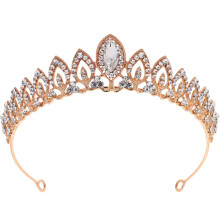 Bridal Rhinestone Crown Golden Eye-Catching Wedding Accessory
