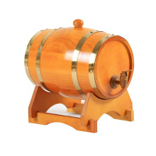 Whiskey Barrel Dispenser, 5 Liter Wooden Beer Keg, Yellowish Brown Wine Storage Cask for Aging Whiskey and Beer