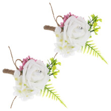 Brooch White Artificial Silk 2pcs 5.9x3.5x3.5in