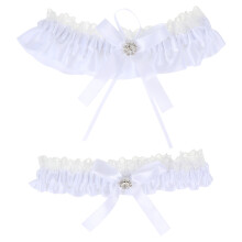 1Paar Klassisches Weißes Strumpfband Mit Schleife Damen Hochzeit Deko