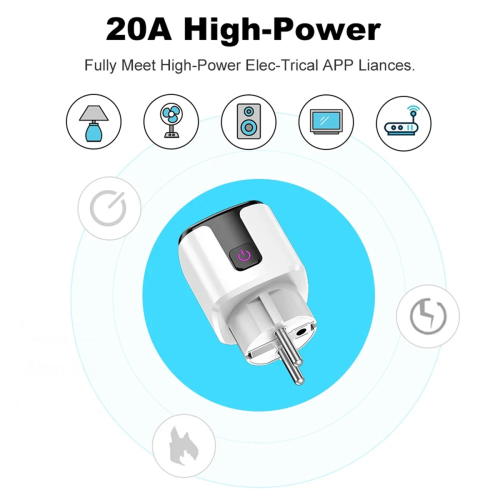 20A Smart Socket Tuya Wifi Smart Plug Power AC100-240V EU STEKKERS A