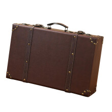 Handmade Wooden And Leather Suitcase Small Storage Chest Decorative Trunk For Clothing Display Brown 12x8x6 Inches