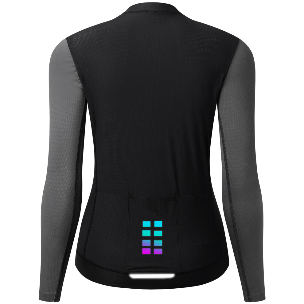 Women's Breathable Bike Jersey S-XL Black Grey, Quick-Drying, Reflective-image-OPC-PKBXSX7-NEW