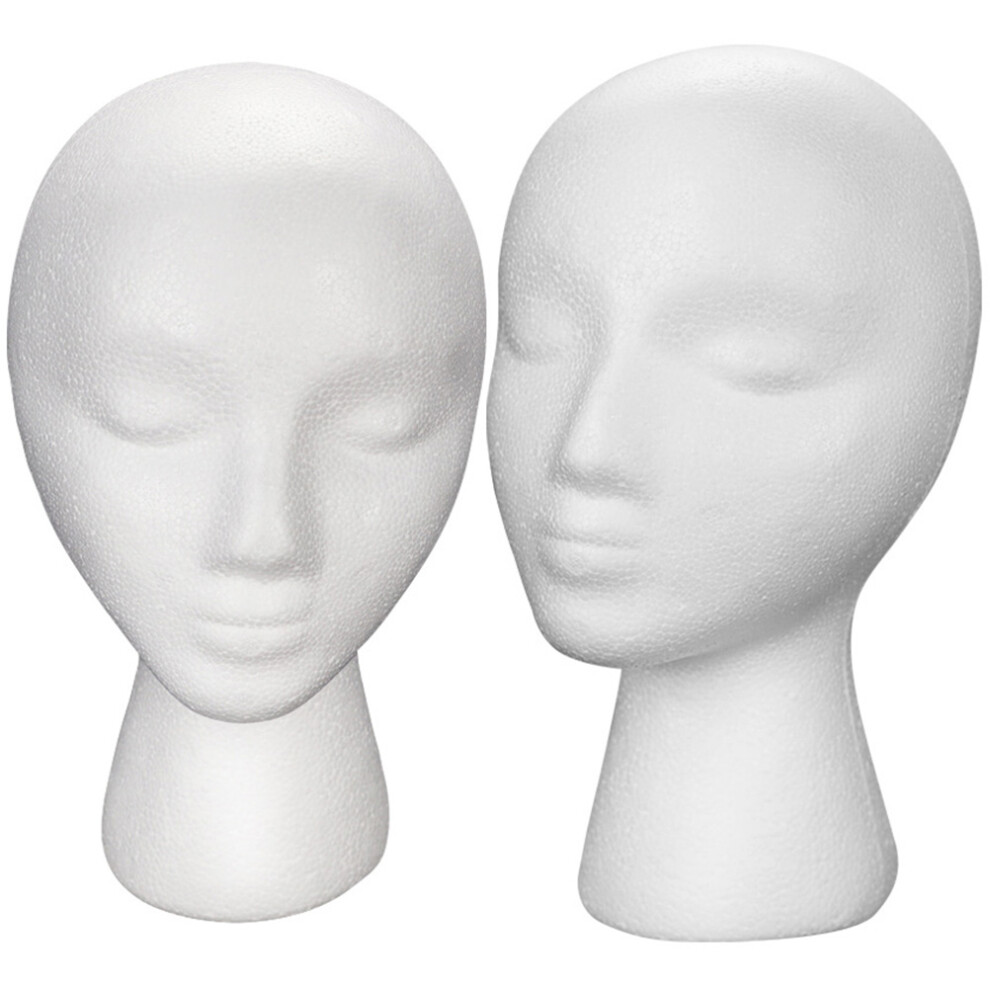 Solustre Unisex Raindrops Diy Props Mannequin Head Foam 2Pcs For Hats And Wigs Display