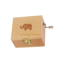 1pc Wooden Hand Crank Music Box Elephant Decoration