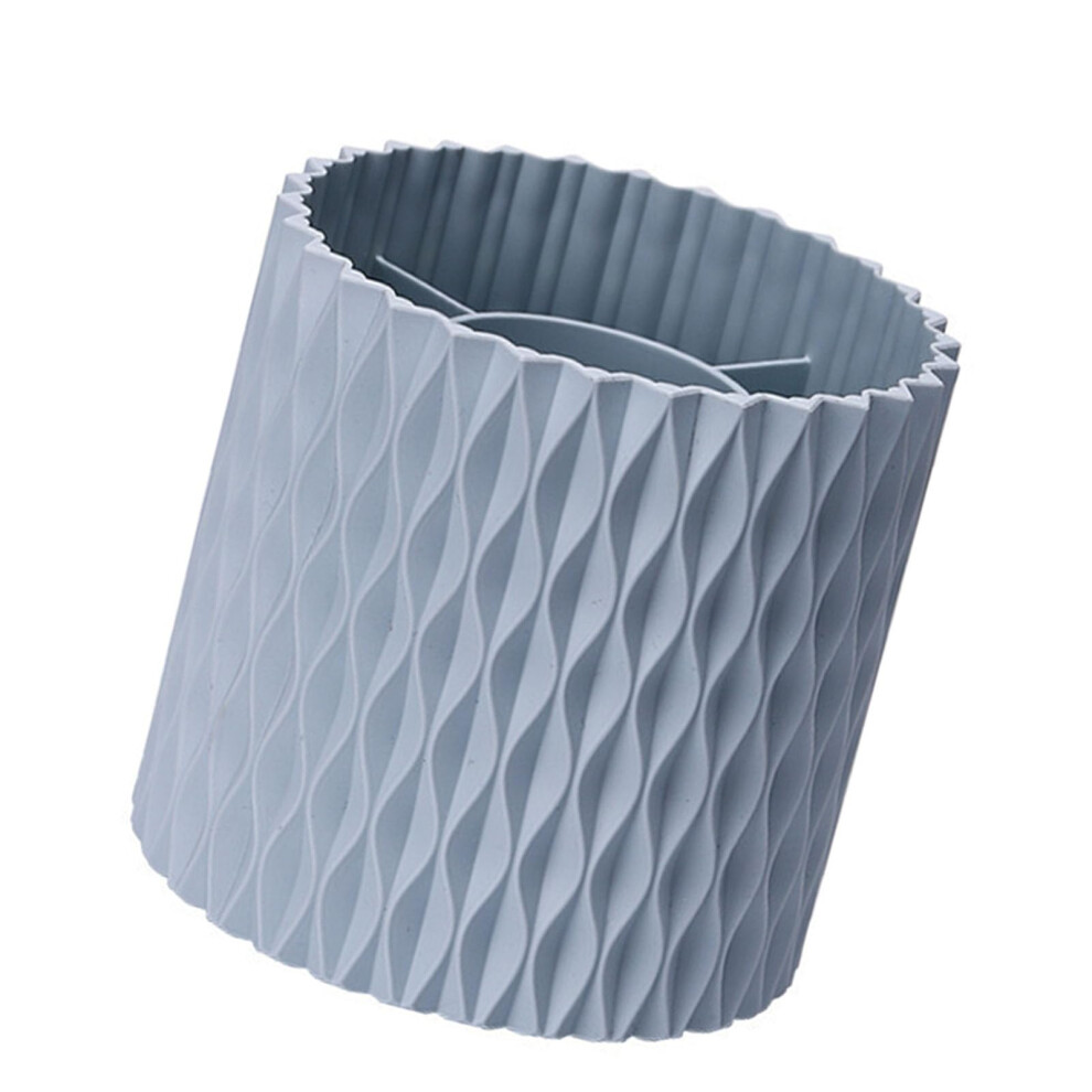 Large Capacity Rotating Pen Holder Makeup Brush Organizer with Multiple Compartments, Light Blue Plastic Desk Organizer