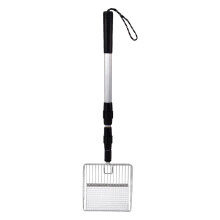 Chicken Poop Shovel Metal Cat Litter Scooper 106cm Adjustable Stainless Steel Handle for Chicken Coop Goat Stall Silver Black