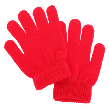 2Pcs Warm Red Knitted Kids Gloves Full Finger Stretchy Winter Gloves