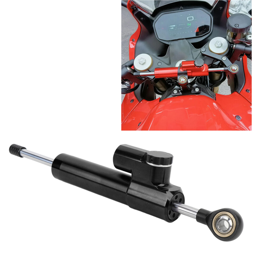 Adjustable Motorcycle Steering Damper Universal Fit 75Mm Stroke Black 9431346607416
