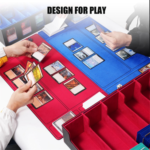 Trading Card Storage Box with Window 5-Row Deck Case Black+Red 2