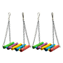 3 Count Wooden Swing Suspension Bridge Parrot Stand Toy Educational