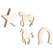 360 Pcs Unfinished Wooden Horse Horseshoes Star Slices