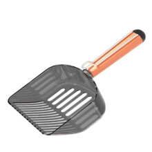 Cat Litter Scoop Long Handle Fine Hole Sieve Cleaning Tool for Cats, Orange Plastic Poop Scoop with Ergonomic Grip