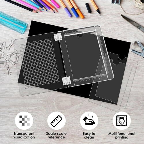 Acrylic Stamp Platform with Grid and Measurements Tool 1