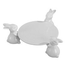 Raindrops Ceramic Cake Plate With Unique Rabbit Design For Parties