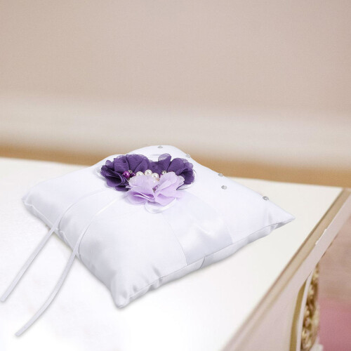 Purple Wedding Ring Pillow Holder 20x20cm 2