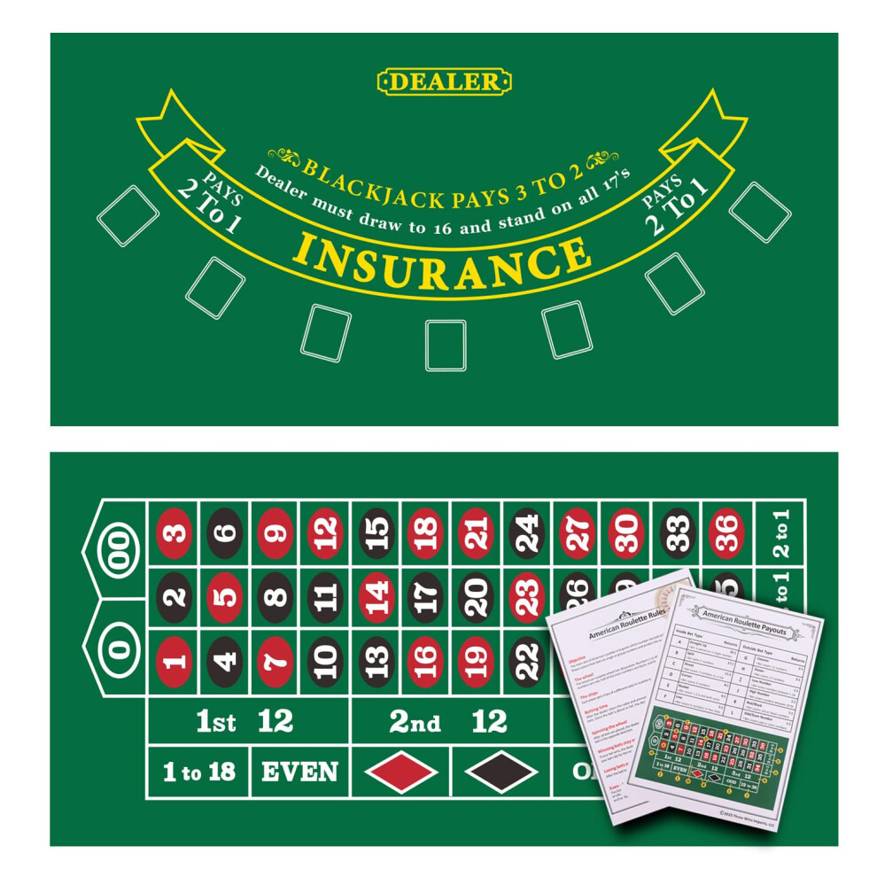 Photos - Darts GSE Games & Sports Expert 36x 72Blackjack&Roulette Layout Felt Las Vegas Style Casino Black Jack and Roulette Layout Mat wit