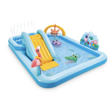Intex 96"" x 78"" x 28"" aufblasbares Jungle Adventure Play Center Spray-Kinderbecken  Hinterhof-Kinderwasserrutsche, aufblasbares Spritzpad im Fre