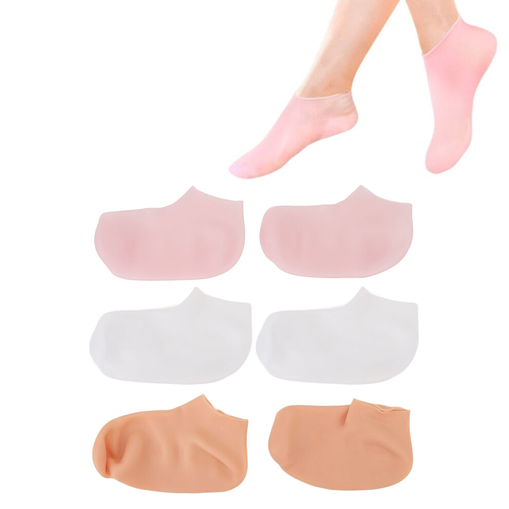 Silicone Moisturizing Socks 3 Pairs Slip-Resistant Soft & Reusable