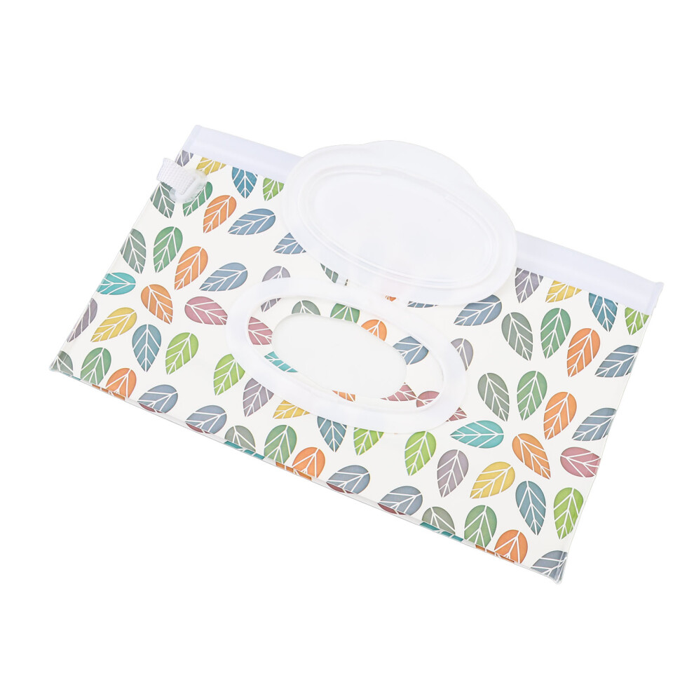 Large EVA Baby Wipes Bag with Flip Lid, Refillable, Portable, Leaf Pattern