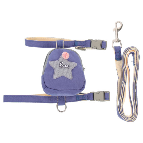 2Pcs Blue Kitten Walking Harness and Long Adjustable Outdoor Leash