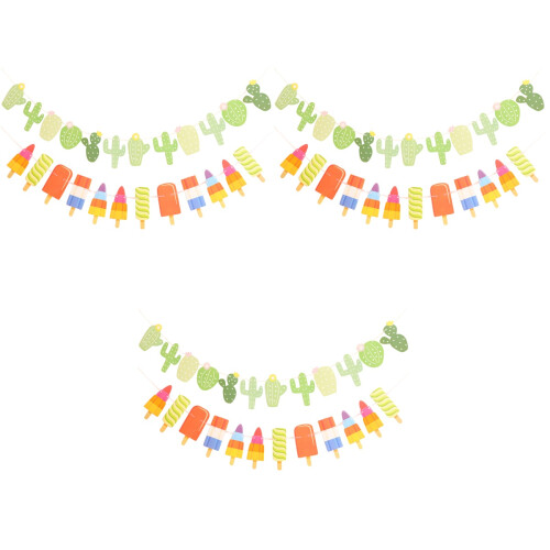 3 Pieces Summer Holiday Decoration Cactus Banner 2pcs 2