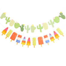 3 Pieces Summer Holiday Decoration Cactus Banner 2pcs