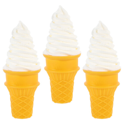 3pcs Simulation Ice Cream Cone Pvc, Plastic Crispy Skin