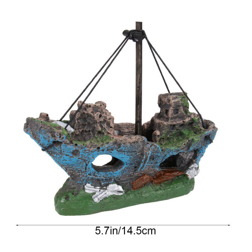Resin Small Aquarium Decor Shipwrecks Fish Tank Accessories 1