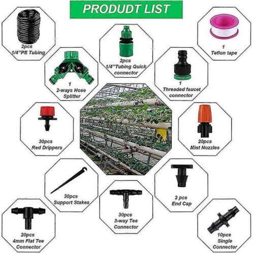 Garden Irrigation System. 30m/98ft Micro Drip Irrigation Kit Automatic Adjustable Watering Tool with Timer 2