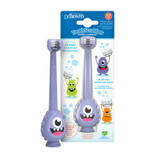 Dr. Brown's ToothScrubber Toothbrush Three-Sided Toddler Training Toothbrush for Ages 1-4 Years with Suction Cup Base and Color Changing Bristles
