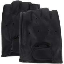 1Pair Kids Leather Half Finger Gloves Black for Outdoor Sports Riding