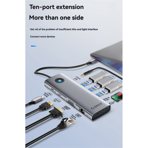 Σταθμός σύνδεσης ORICO USB-C 10Gbps 10 σε 1 B 2