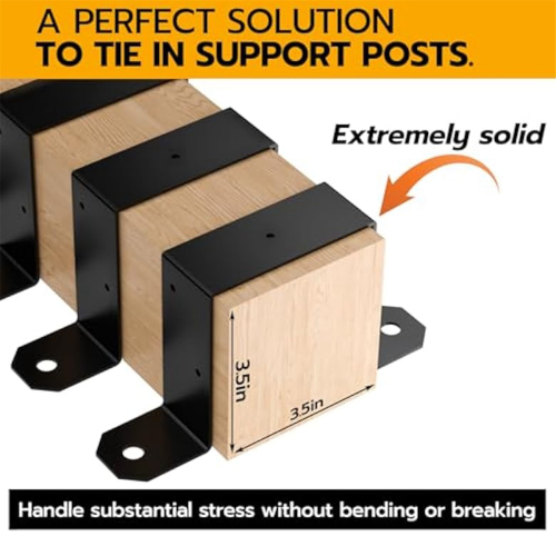 4pcs Strap Post Ties Black Deck Fence for 4x4in Post U Bracket 2