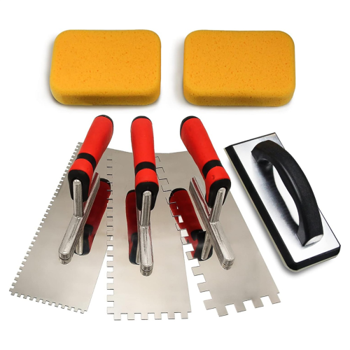 6pcs Tile Tools,Stainless Steel Square Notched Trowel Set,Grout Float