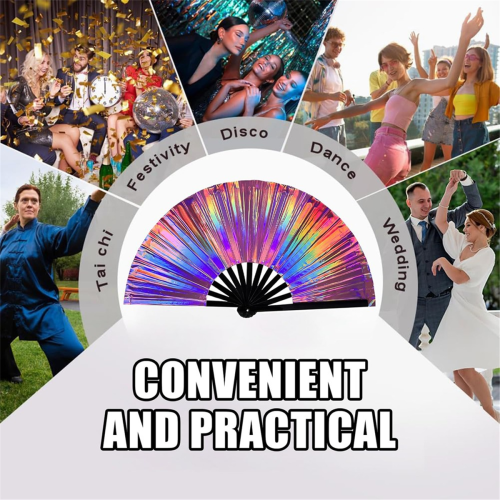 Boots on the Ground Fan,Large Holographic Folding Hands Fan,B 1