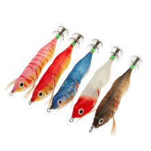 Leurre de pêche aux crevettes en bois avec hameçon clignotant et leurre artificiel