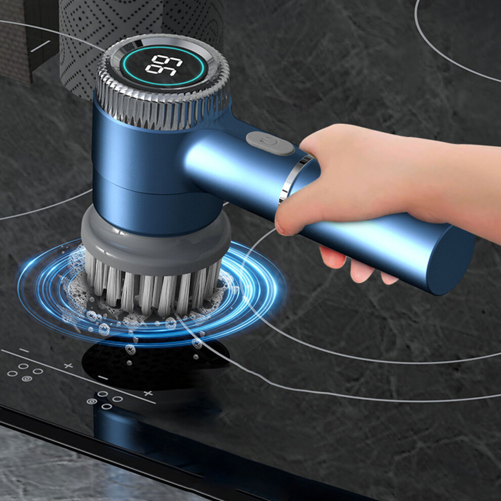 Rechargeable 3-Speed Electric Scrubber Brush with 5 Heads & IPX7 Waterproof
