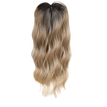 Curly 18-Inch Dark Blonde Clip-in Hair Topper for Women, Gradient Style, No Glue, Adds Volume and Natural Look