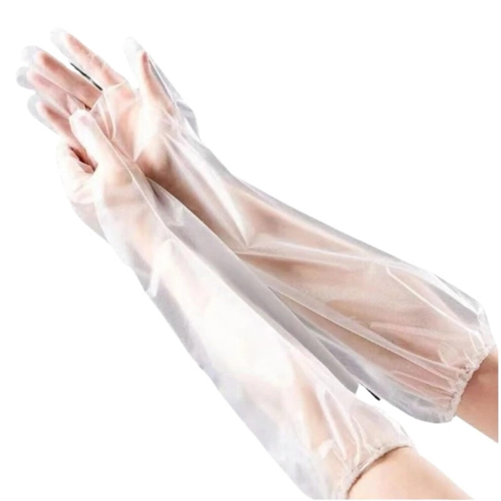 Cleaning Gloves 30PCS Long-Arm Waterproof Elastic Drawstring Kitchen Household Cleaning Gloves Transparent Durable 30 Pack-image-OPC-PKC22TN-NEW