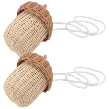 10Pcs Mini Rattan Basket Shaped Bag Multi Color Crossbody Purse