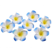 100Pcs 6Cm Blue Foam Plumeria Wedding Flowers for Hair and Decoration