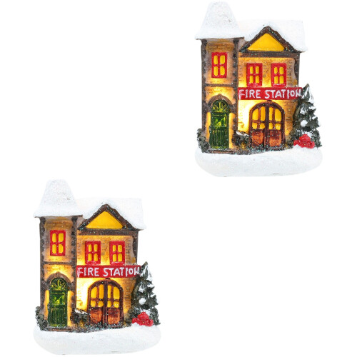 2 Pack Mini House Ornament Miniatures Decor Christmas Decorations 2